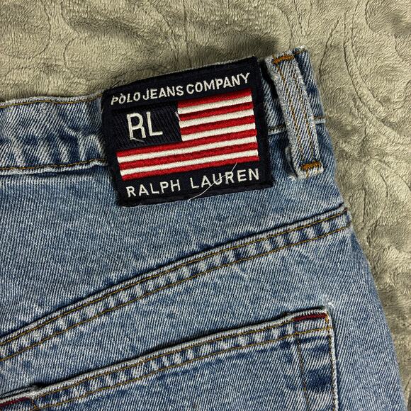 Vintage Ralph Lauren Jorts Mens 31 x 11 Banner Short Cotton Denim 90s Y2K Skater - Picture 3 of 10